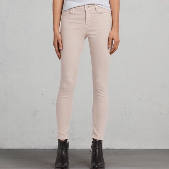 AllSaints Blush Pink Grace Ankle Skinny Jeans 31 - Picture 1 of 7